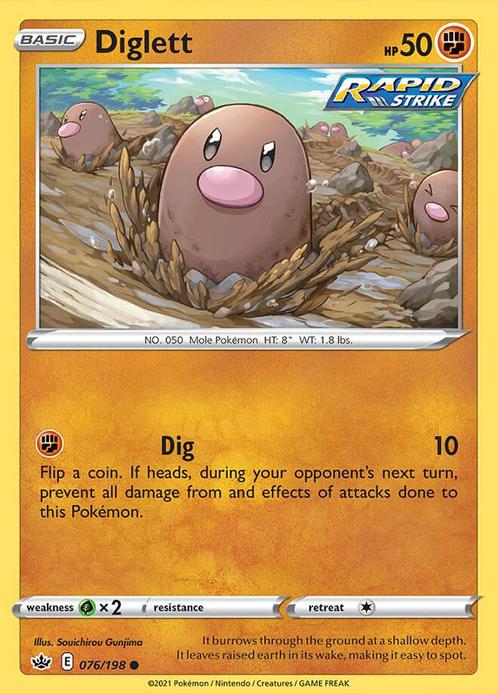 Diglett 076/198 Chilling Reign, Hobby en Vrije tijd, Verzamelkaartspellen | Pokémon, Losse kaart, Nieuw, Foil, Ophalen of Verzenden