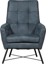 Leren Fauteuil Proud Blauw Leer Blauwe Stoel, Nieuw, Leer, Ophalen of Verzenden, 75 tot 100 cm