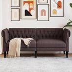 vidaXL Tweezitsbank Chesterfield-stijl stof donkerbruin, Verzenden, Nieuw, Tweepersoons, Stof
