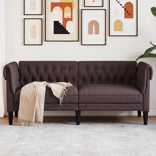 vidaXL Tweezitsbank Chesterfield-stijl stof donkerbruin, Huis en Inrichting, Banken | Bankstellen, Nieuw, Stof, Tweepersoons, Verzenden