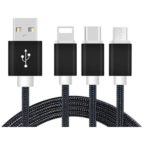 Reekin 3 in 1 oplaadkabel (USB Micro, USB Type-C, Lightning), Telecommunicatie, Mobiele telefoons | Telefoon-opladers, Ophalen of Verzenden