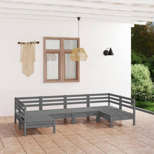 vidaXL 6-delige Loungeset massief grenenhout grijs, Tuin en Terras, Tuinsets en Loungesets, Loungeset, Nieuw, Verzenden