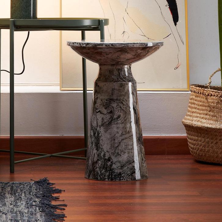 *WOONWINKEL* Kave Home Kesbury Bijzettafel Marmerglazuur, Huis en Inrichting, Tafels | Bijzettafels, Nieuw, Verzenden