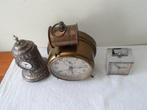 Wekkers (3) - Antiek Messing, nikkel, emaille, glas, -