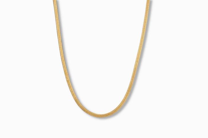 Gouden Herringbone ketting 14K, Sieraden, Tassen en Uiterlijk, Kettingen, Goud, Nieuw, Goud, Verzenden