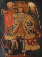 Cuzco school (XX) - Archangel St Miguel in the Announcement, Antiek en Kunst, Kunst | Schilderijen | Klassiek