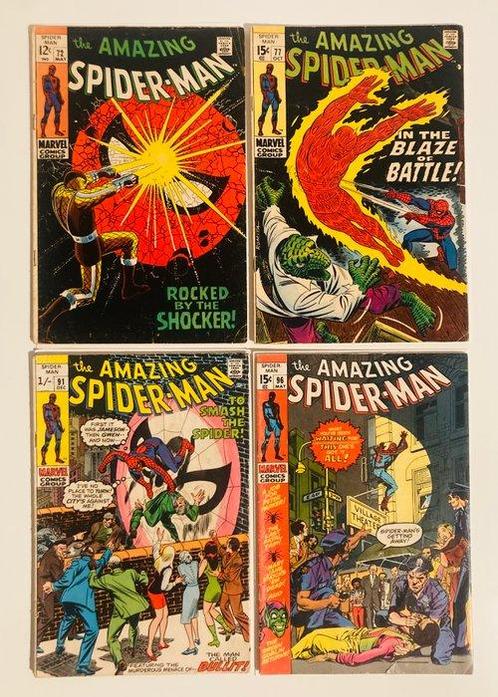 The Amazing Spider-Man #72, #77, #91, #96 - 4 Comic - Eerste, Boeken, Strips | Comics