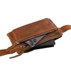 Landley Leren Heuptas met 3 ritsen Unisex Fanny Pack Cognac, Sieraden, Tassen en Uiterlijk, Tassen | Schoudertassen, Overige merken