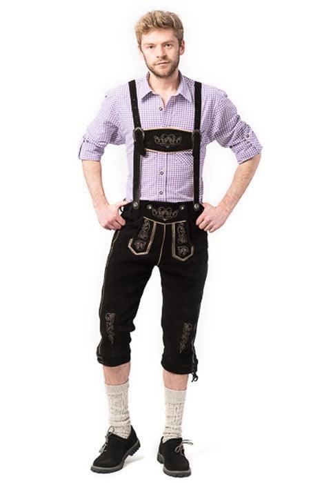 Lederhose Leer Lang Zwart en Bretels, Kinderen en Baby's, Carnavalskleding en Verkleedspullen, Nieuw, Verzenden