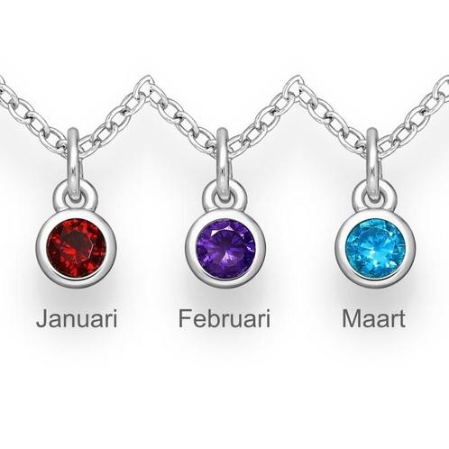 925 Zilveren geboorstesteen ketting, Sieraden, Tassen en Uiterlijk, Kettingen, Nieuw, Verzenden
