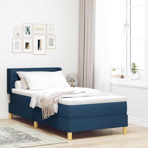 vidaXL Boxspringbed met matras met hoofdeinde Blauw 100 x, Huis en Inrichting, Slaapkamer | Bedden, Blauw, Nieuw, Stof, Verzenden