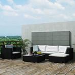 vidaXL 6-delige Loungeset met kussens poly rattan zwart, 6 zitplaatsen, Nieuw, Loungeset, Verzenden