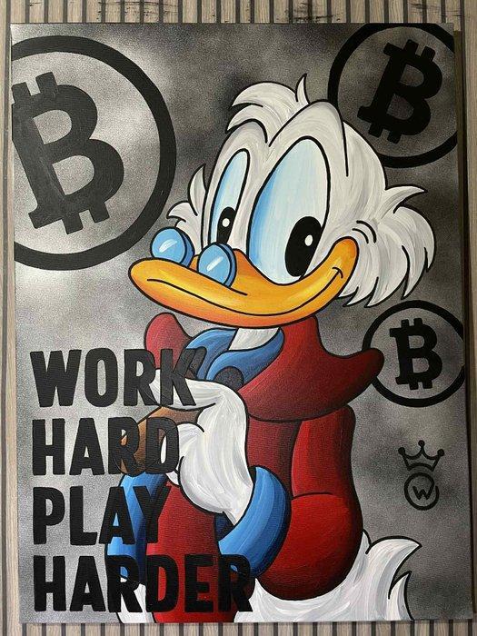 Xavier Van Walsem (1980) - scrooge mcduck work hard play, Antiek en Kunst, Kunst | Schilderijen | Modern
