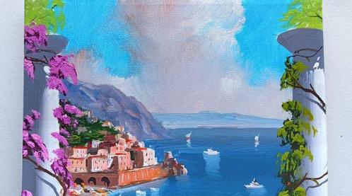 Silvio Valli (1944) - Window on Amalfi sea, Antiek en Kunst, Kunst | Schilderijen | Klassiek