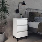 vidaXL Nachtkastje met metalen poten 40x35x69 cm wit, Minder dan 45 cm, Verzenden, Nieuw, 55 tot 70 cm