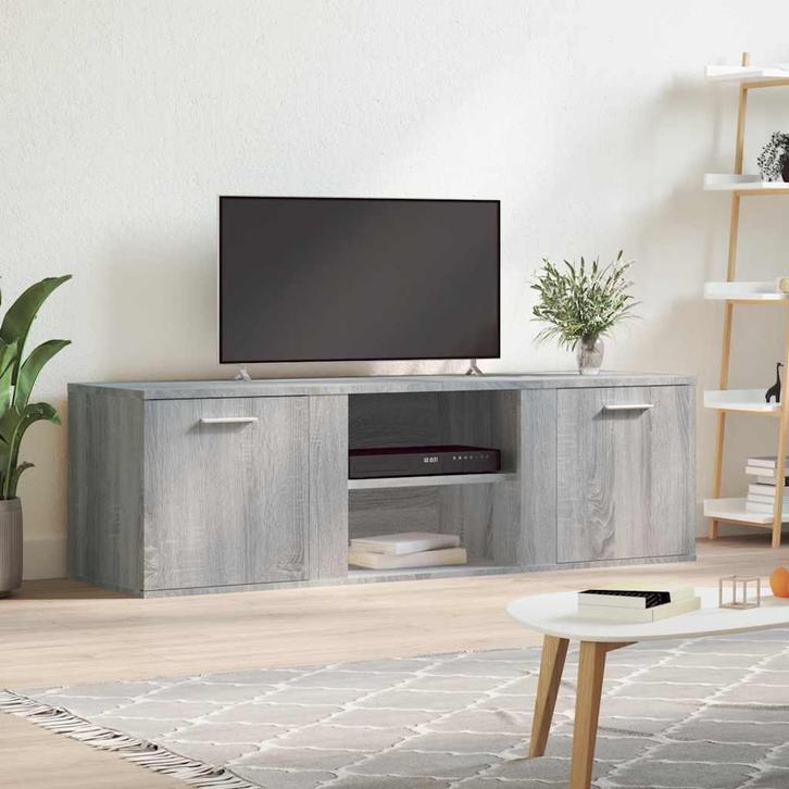 vidaXL Tv-meubel 120x34x37 cm bewerkt hout grijs sonoma, Huis en Inrichting, Kasten | Televisiemeubels, Nieuw, Overige houtsoorten