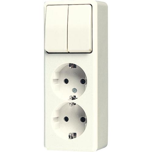 Jung Combinatie AP600-serie 2-weg stekkerdoos met, Doe-het-zelf en Verbouw, Elektra en Kabels, Overige typen, Nieuw, Verzenden
