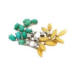 Gouden broche met turkoois en diamant 18 krt, Sieraden, Tassen en Uiterlijk, Broches, Ophalen of Verzenden, Nieuw