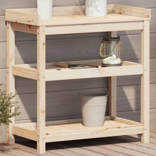 vidaXL Oppottafel met schappen 82,5x45x86,5 cm massief, Tuin en Terras, Overige Tuin en Terras, Nieuw, Verzenden