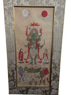 Antigua pintura sobre papel - Shmen Kong  - Escuela, Antiek en Kunst