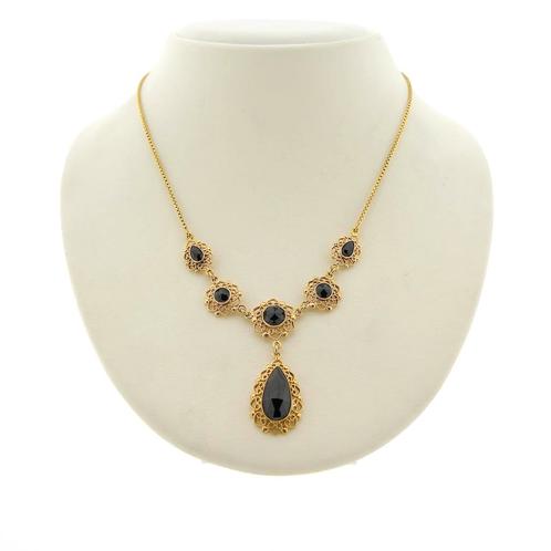 Antiek gouden collier met granaat stenen | 39 cm (vintage), Sieraden, Tassen en Uiterlijk, Kettingen, Overige kleuren, Gebruikt