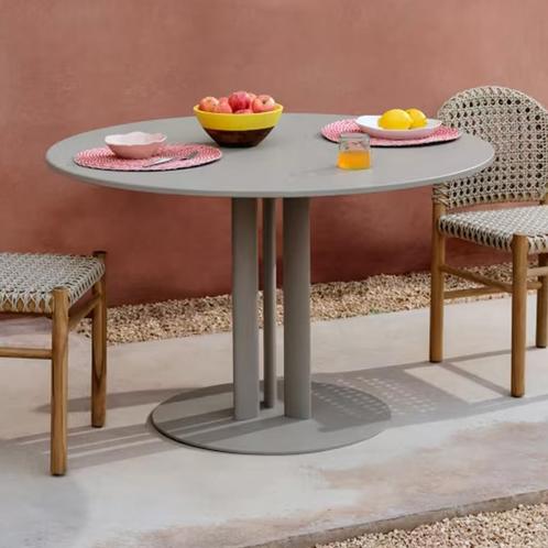*WOONWINKEL* Kave Home Sedalis Ronde Tuintafel Taupe Alumini, Tuin en Terras, Tuinsets en Loungesets, Nieuw, Verzenden