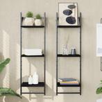 vidaXL Wandschappen 3-laags met stangen 2 st 30x25x100 cm, Huis en Inrichting, Woonaccessoires | Wandplanken en Boekenplanken
