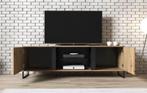 TV-Meubel | Eiken | Zwart | TV kast industrieel - 170x42x54