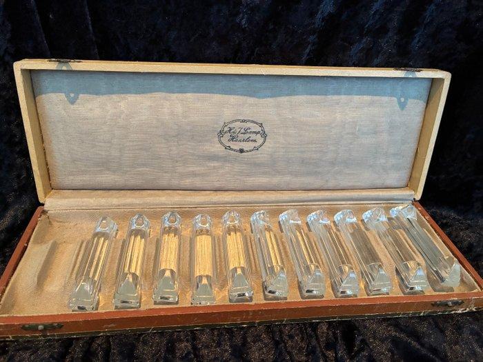 H. & J. Lamp - Messensteun (11) - art deco - Kristal -, Antiek en Kunst, Antiek | Meubels | Tafels