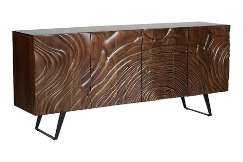 Dessoir FLUID 175cm 3D acacia hout walnut bruin - 45593, Huis en Inrichting, Kasten | Dressoirs, Ophalen of Verzenden