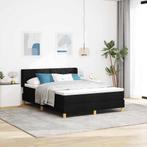 vidaXL Boxspring bed Zwart en Wit en Zwart 140 x 200 cm Stof, Verzenden, Nieuw, Zwart, Stof