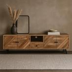 Tv-meubel Mangohout Fiona 200 cm, Huis en Inrichting, Kasten | Televisiemeubels, Verzenden, Nieuw, Overige houtsoorten, Industriële meubels