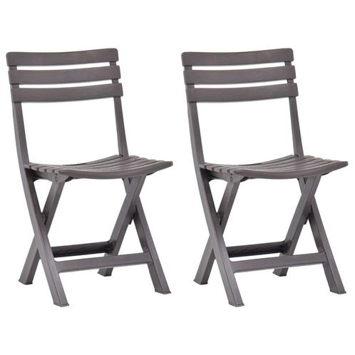 vidaXL Tuinstoelen inklapbaar 2 st kunststof mokka, Tuin en Terras, Tuinstoelen, Nieuw, Kunststof, Verzenden