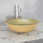 vidaXL Wasbak gehard glas 42 cm goud, Doe-het-zelf en Verbouw, Sanitair, Verzenden, Nieuw