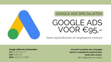 Google Ads (AdWords) uitbesteden voor €95,- p/m Incl. opbouw beschikbaar voor biedingen