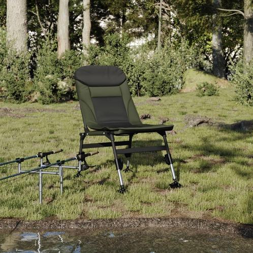 vidaXL Visstoel met verstelbare modderpoten inklapbaar groen, Tuin en Terras, Tuinstoelen, Nieuw, Metaal, Verzenden