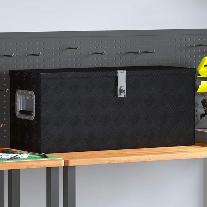 vidaXL Aluminium kist 80x30x35 cm zwart, Doe-het-zelf en Verbouw, Gereedschapskisten, Nieuw, Verzenden