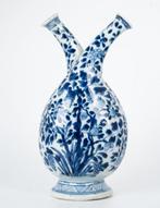 Flesvaas - Blauw en wit - Porselein - Double-bodied cruet, Antiek en Kunst