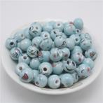 100 Stuks Smiley Kralen - 12mm - Blauw Keramiek, Verzamelen, Verzenden, Nieuw