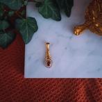 18 Krt. Gouden hanger met synth. Robijn & zirconia, Sieraden, Tassen en Uiterlijk, Ophalen of Verzenden, Gebruikt, Goud, Overige merken