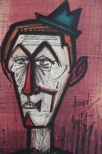 Bernard Buffet (1928-1999) - Le Clown au fond rouge, Antiek en Kunst