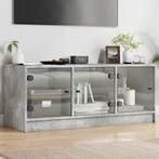 vidaXL Tv-meubel met glazen deuren 102x37x42 cm betongrijs, Huis en Inrichting, Kasten | Televisiemeubels, 100 tot 150 cm, Verzenden