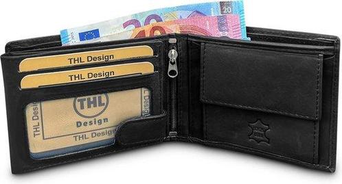 Portemonnee Heren Billfold Heren Portemonnee Leder 10 pasjes, Sieraden, Tassen en Uiterlijk, Portemonnees, Zwart, Nieuw, Overige merken