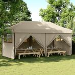 Partytent inklapbaar pop-up met 4 zijwanden taupe, Verzenden, Nieuw