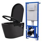 vidaXL Hangend toilet met verborgen stortbak keramiek zwart, Doe-het-zelf en Verbouw, Sanitair, Verzenden, Nieuw