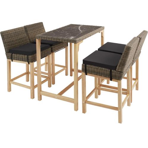 Wicker bartafel Kutina met 4 stoelen Latina - natuur, Tuin en Terras, Tuinsets en Loungesets, Verzenden