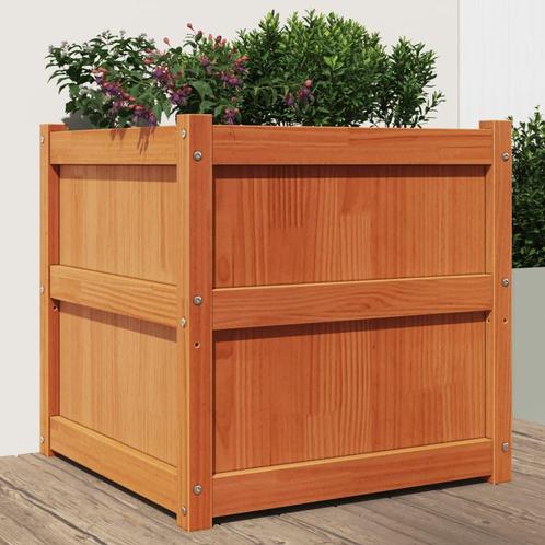 vidaXL Plantenbak 60x60x60 cm massief grenenhout wasbruin, Tuin en Terras, Bloembakken en Plantenbakken, 60 tot 100 cm, Nieuw
