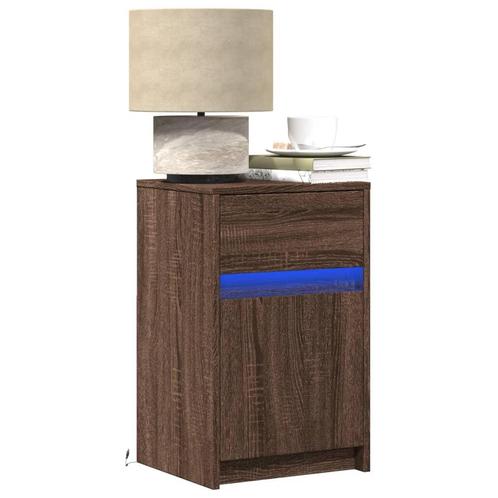 vidaXL Nachtkastjes met LED 2 st bewerkt hout bruin, Huis en Inrichting, Slaapkamer | Nachtkastjes, Nieuw, Hout, Verzenden