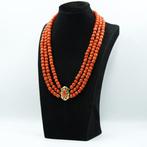 Ketting - 14 karaat Geel goud Bloedkoraal, Sieraden, Tassen en Uiterlijk, Antieke sieraden