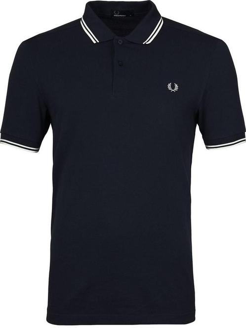Fred Perry Polo Navy White maat L Heren, Kleding | Heren, Polo's, Blauw, Nieuw, Maat 52/54 (L), Verzenden